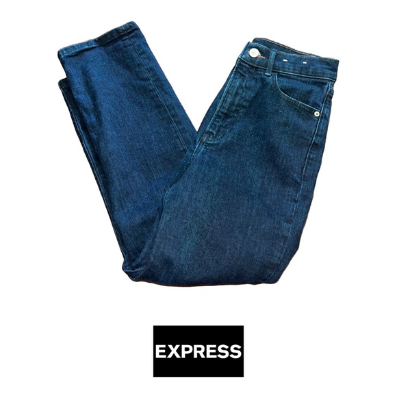Express | Women’s Dark Denim | Stretch High Rise Straight Jeans | Size 6 - Picture 2 of 4